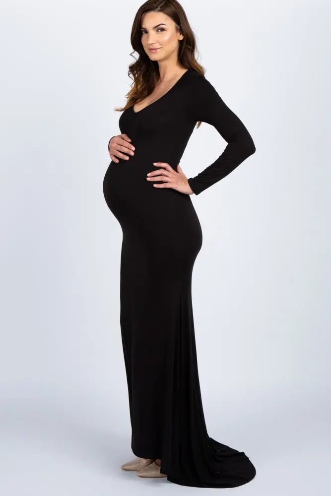 PinkBlush PinkBlush Black Long Sleeve Photoshoot Maternity Gown/Dress - 