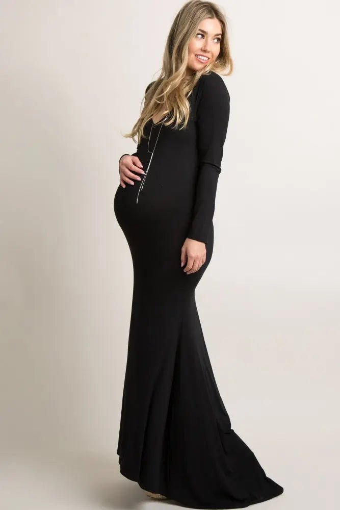 PinkBlush PinkBlush Black Long Sleeve Photoshoot Maternity Gown/Dress - 