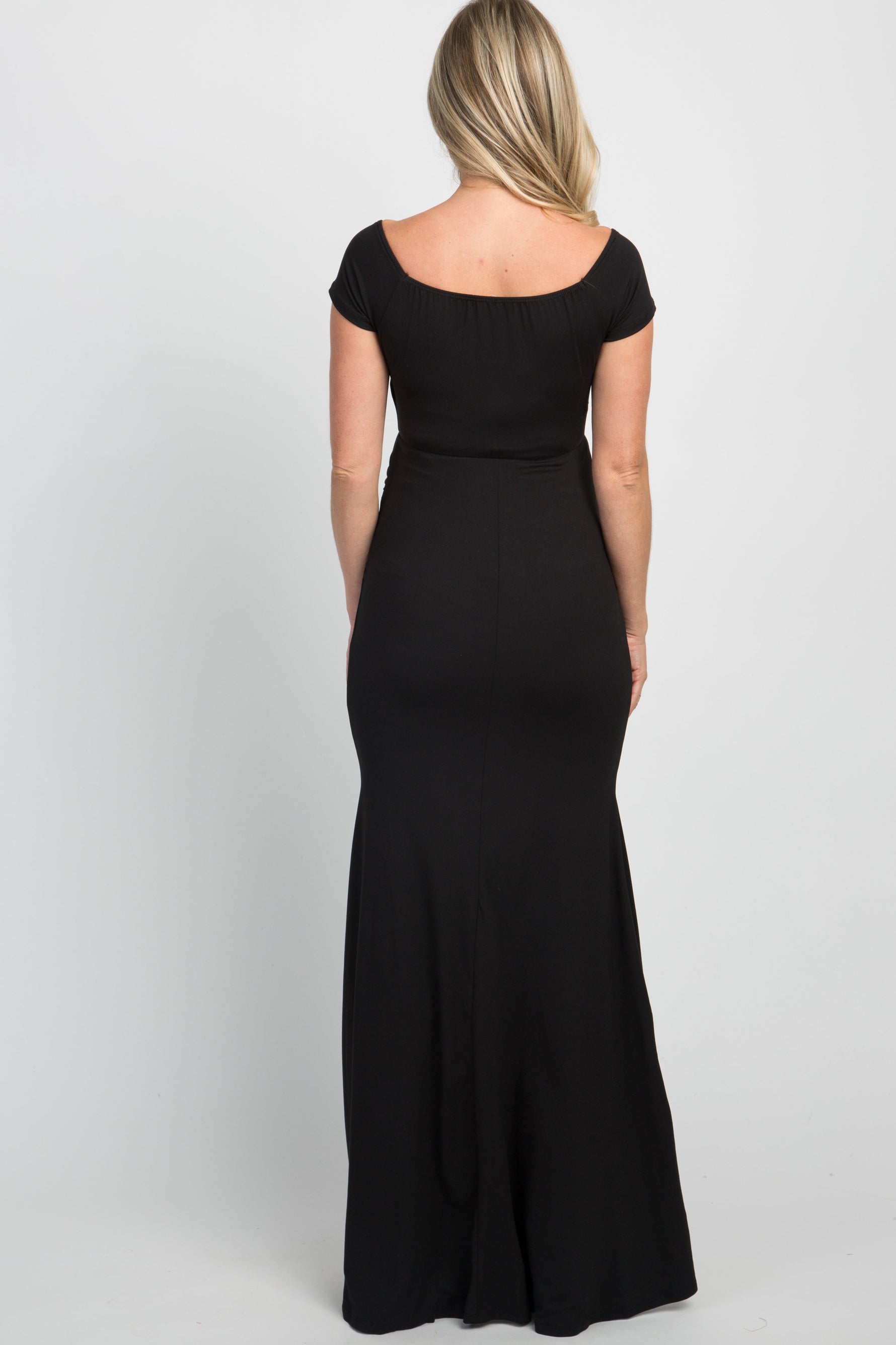 PinkBlush PinkBlush Black Off Shoulder Wrap Maternity Photoshoot Gown/DressEveretts Place