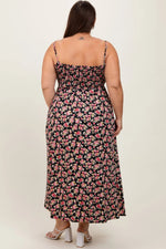 PinkBlush PinkBlush Black Square Neck Smocked Midi Dress for Plus Size Fashion - 