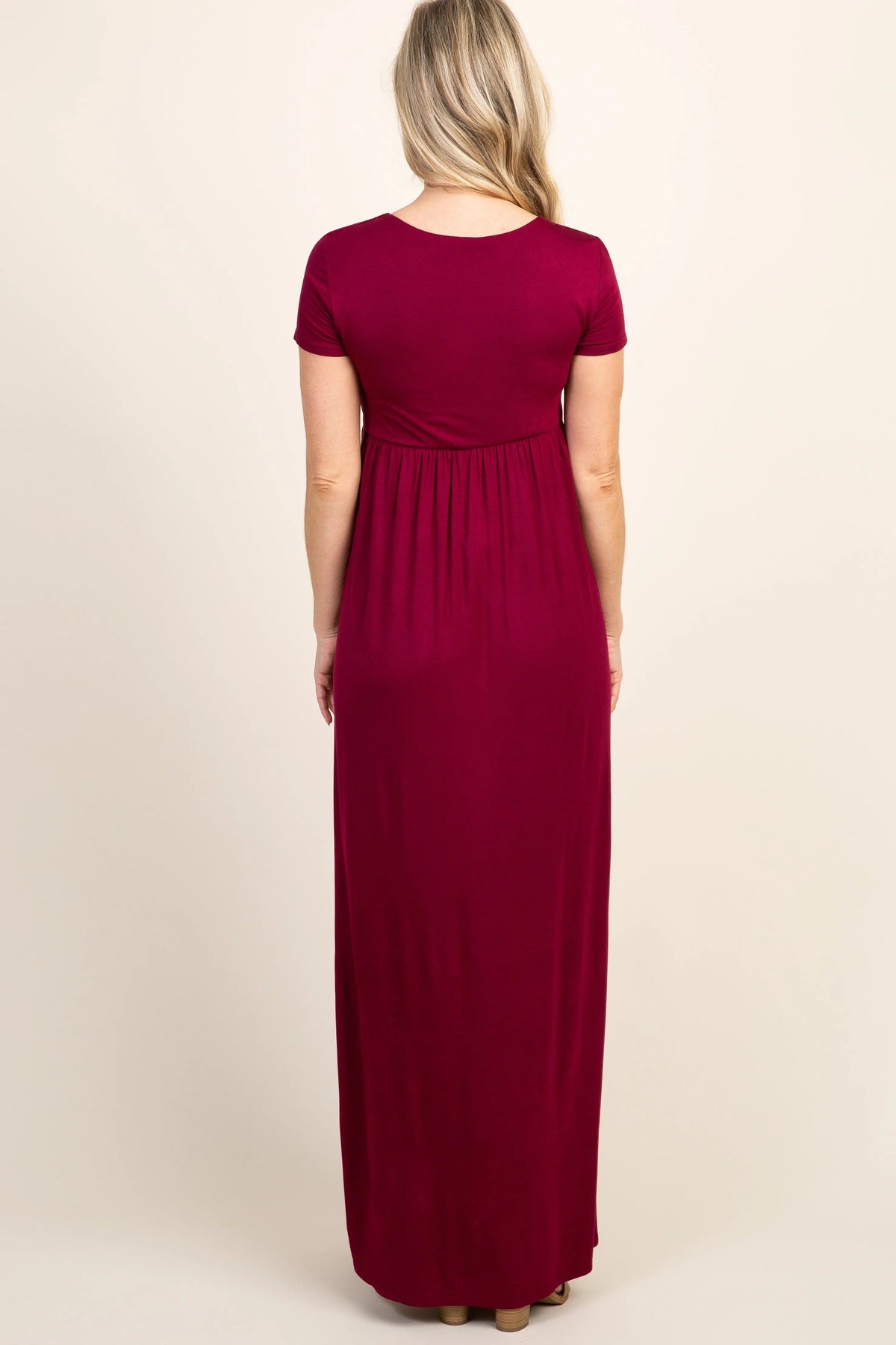 PinkBlush PinkBlush Burgundy Draped Maternity/Nursing Maxi Dress - 