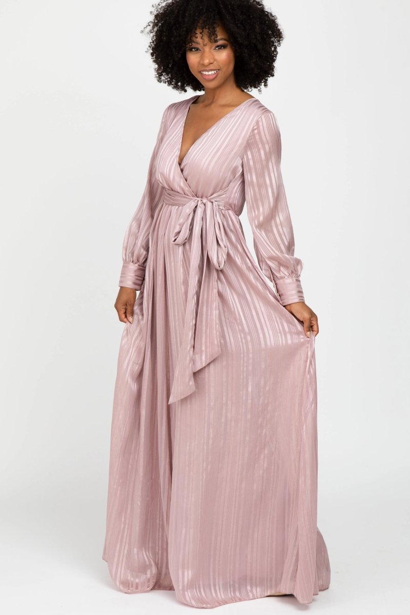 PinkBlush PinkBlush Chiffon Maxi Dress with Wrap V Neckline for Elegant Women - 