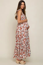 PinkBlush PinkBlush Cream Floral Maternity Maxi Dress with Smocked Shoulders - 