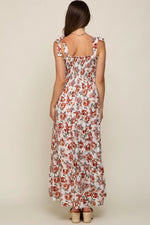 PinkBlush PinkBlush Cream Floral Maternity Maxi Dress with Smocked Shoulders - 