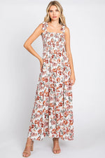 PinkBlush PinkBlush Cream Floral Maternity Maxi Dress with Smocked Shoulders - 