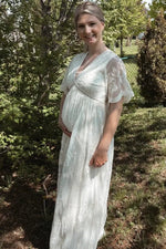 PinkBlush PinkBlush Cream Lace Mesh Overlay Maternity Maxi Dress - 