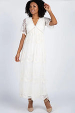 PinkBlush PinkBlush Cream Lace Mesh Overlay Maternity Maxi Dress - 