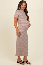 PinkBlush PinkBlush Fitted Maternity Midi Dress with Mock Neck for Expecting Mothers - 