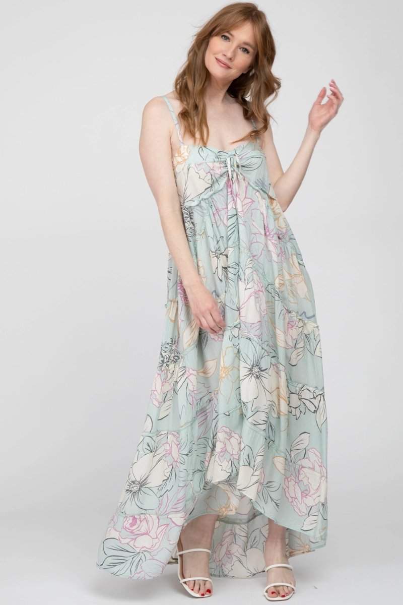 PinkBlush PinkBlush Floral Maxi Dress with Front Tie and Ruffles for Elegant Women - 