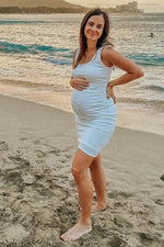 PinkBlush PinkBlush Ivory Sleeveless Ribbed Fitted Maternity Dress - 