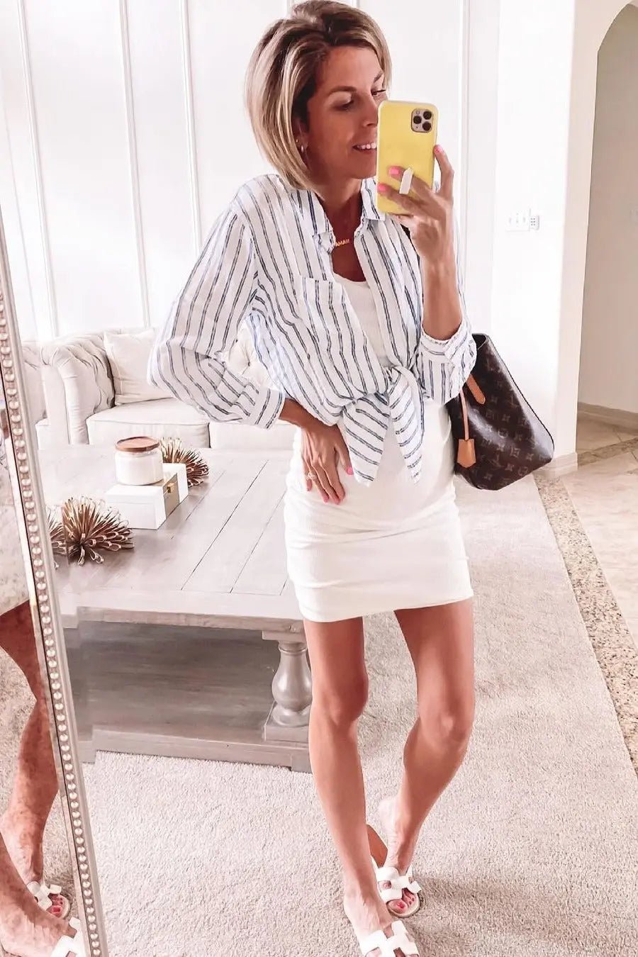 PinkBlush PinkBlush Ivory Sleeveless Ribbed Fitted Maternity Dress - 