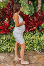 PinkBlush PinkBlush Ivory Sleeveless Ribbed Fitted Maternity Dress - 