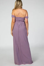 PinkBlush PinkBlush Lavender Off Shoulder Chiffon Maxi Maternity Dress - 