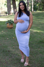 PinkBlush PinkBlush Light Blue Ruched One Shoulder Maternity Dress - 