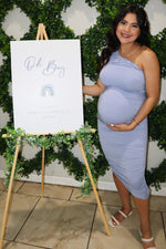 PinkBlush PinkBlush Light Blue Ruched One Shoulder Maternity Dress - 