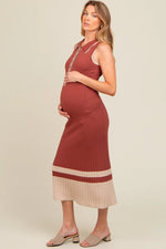 PinkBlush PinkBlush Maternity Dress with Button Front and Contrast Border for Expecting Mothers - 