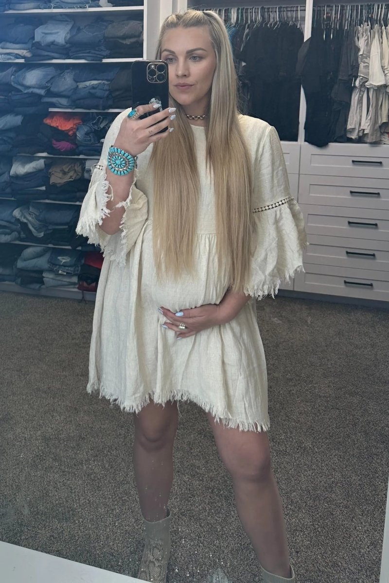 PinkBlush PinkBlush Maternity Dress with Crochet Trim for Elegant Expecting Mothers - 