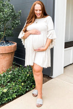 PinkBlush PinkBlush Maternity Dress with Crochet Trim for Elegant Expecting Mothers - 