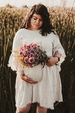 PinkBlush PinkBlush Maternity Dress with Crochet Trim for Elegant Expecting Mothers - 