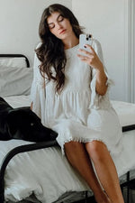 PinkBlush PinkBlush Maternity Dress with Crochet Trim for Elegant Expecting Mothers - 