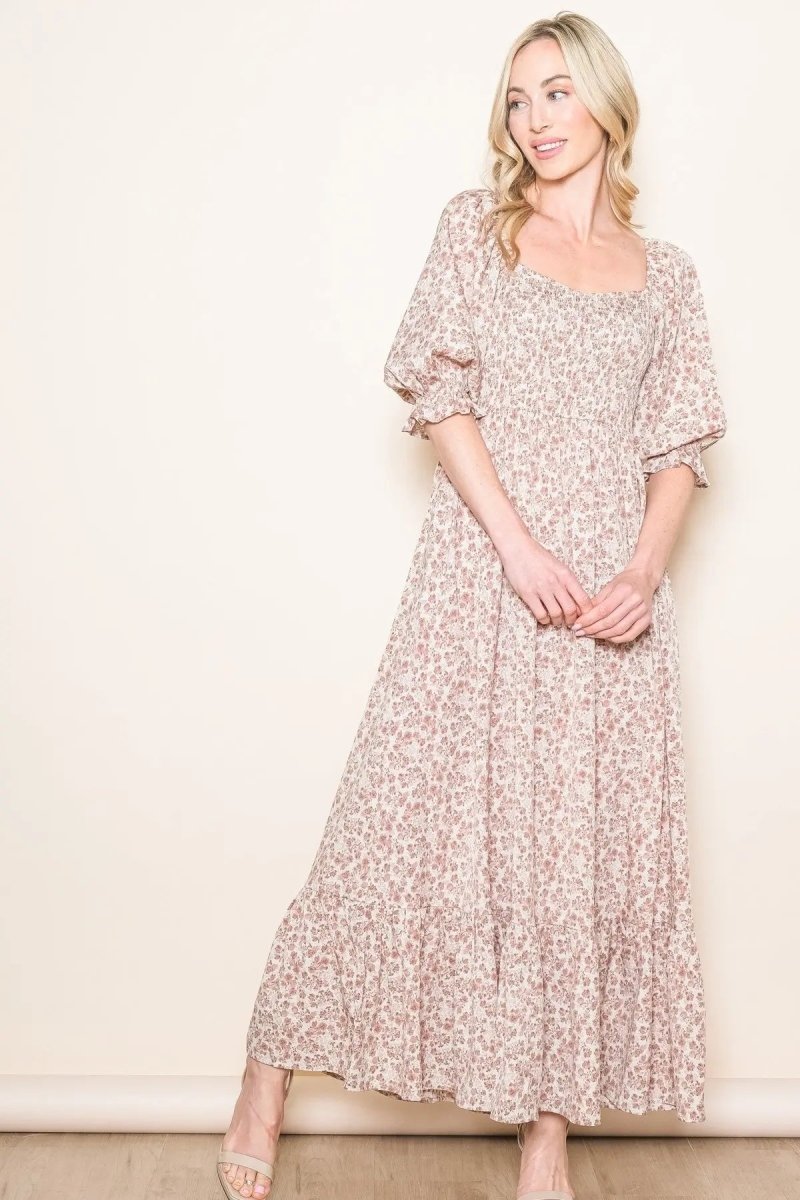 PinkBlush PinkBlush Maternity Maxi Dress with Ruffle Hem for Expecting Mothers - 