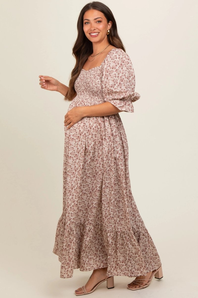 PinkBlush PinkBlush Maternity Maxi Dress with Ruffle Hem for Expecting Mothers - 