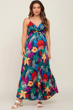 PinkBlush PinkBlush Maternity Maxi Dress with Tropical Floral Design for Expecting Moms - 