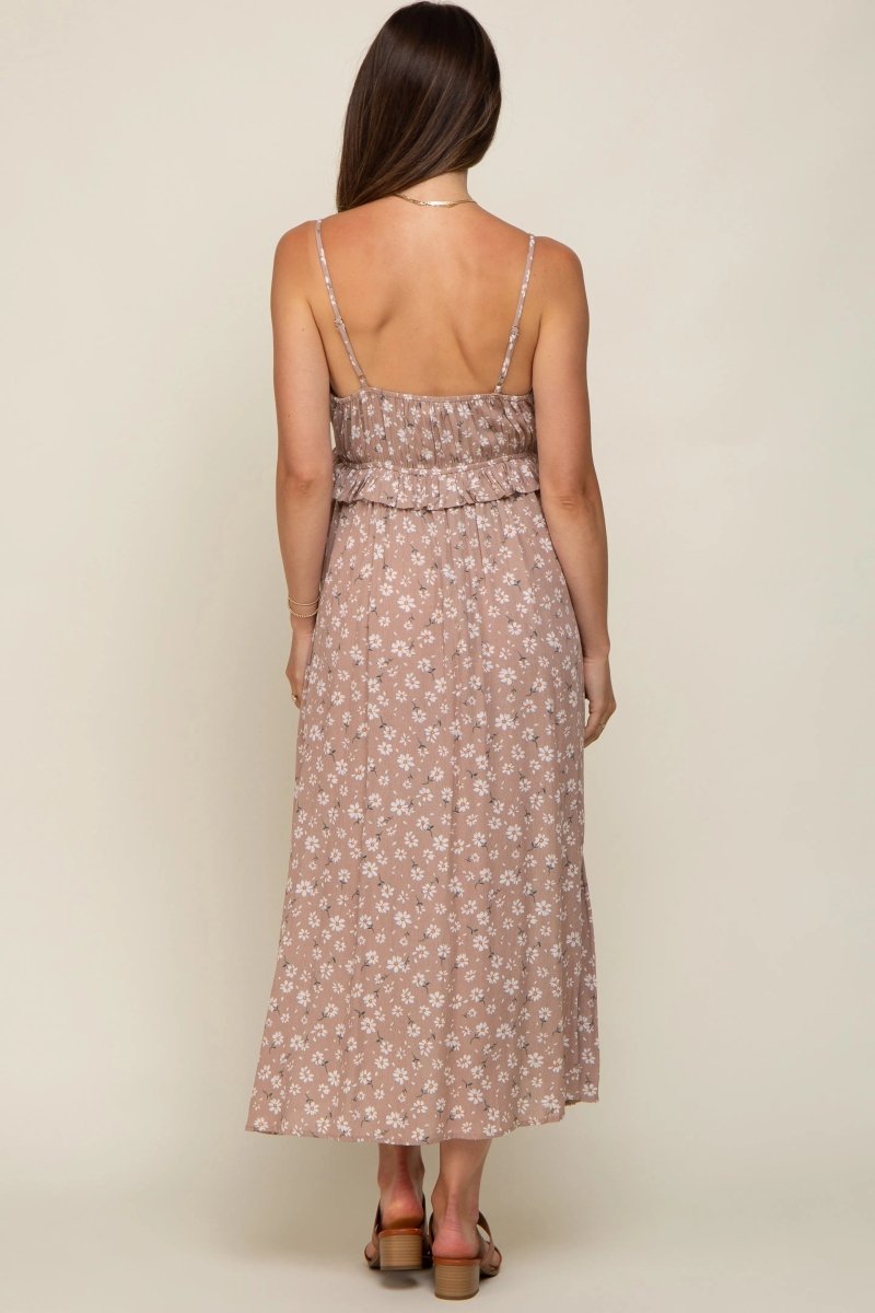 PinkBlush PinkBlush Maternity Midi Dress with Floral Print for Expecting Mothers - 