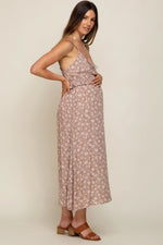 PinkBlush PinkBlush Maternity Midi Dress with Floral Print for Expecting Mothers - 