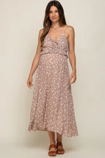 PinkBlush PinkBlush Maternity Midi Dress with Floral Print for Expecting Mothers - 
