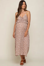 PinkBlush PinkBlush Maternity Midi Dress with Floral Print for Expecting Mothers - 