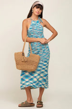 PinkBlush PinkBlush Maternity Midi Dress with Open Knit Design for Expecting Mothers - 