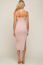 PinkBlush PinkBlush Maternity Midi Dress with Side Slit for Expecting Mothers - 