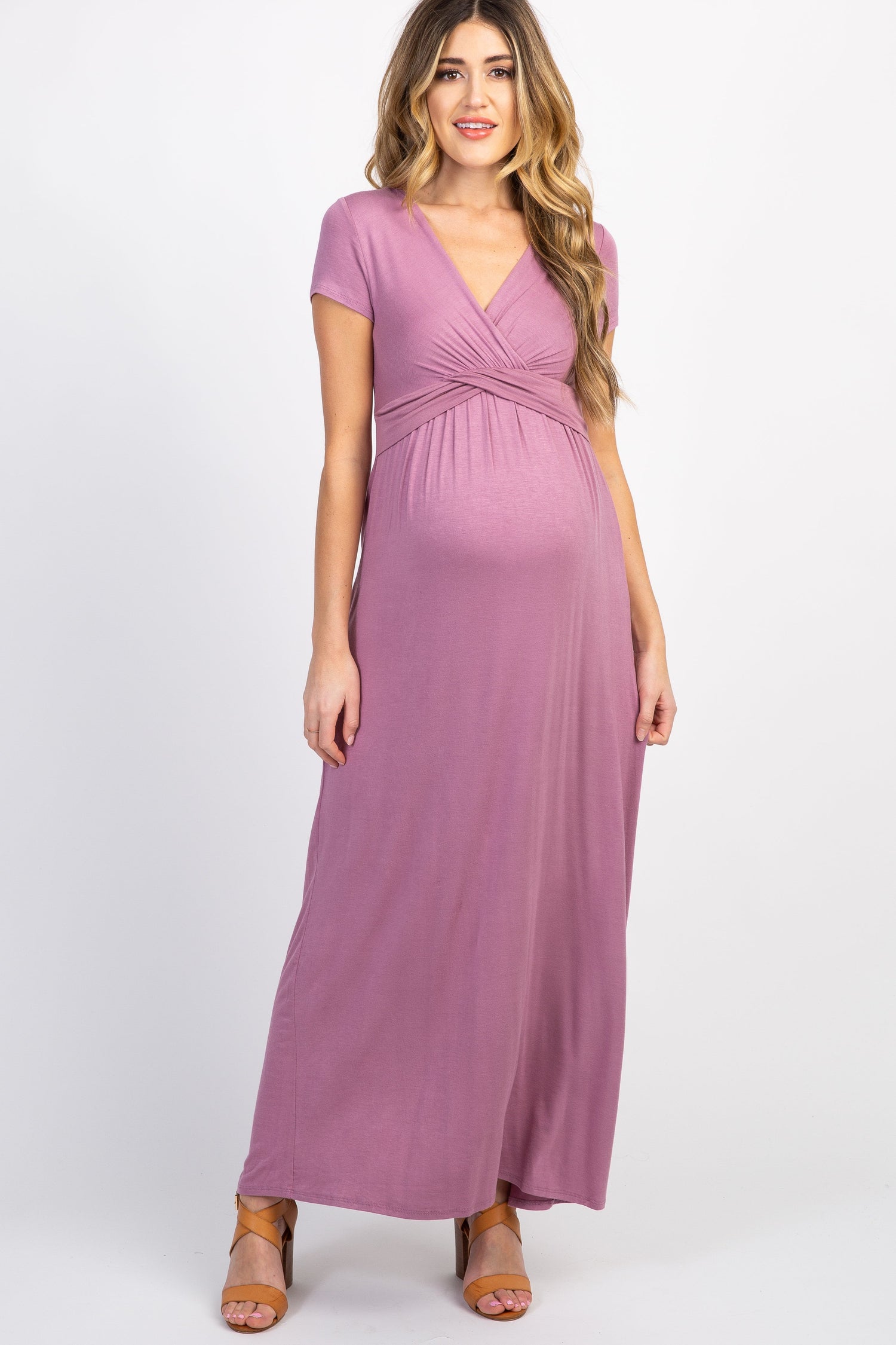 PinkBlush PinkBlush Mauve Draped Maternity/Nursing Maxi Dress Everetts Place