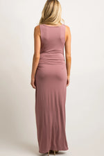 PinkBlush PinkBlush Mauve Sleeveless Fitted Maternity Maxi Dress - 