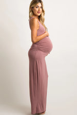 PinkBlush PinkBlush Mauve Sleeveless Fitted Maternity Maxi Dress - 