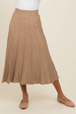 PinkBlush PinkBlush Mocha Ribbed Knit A Line Midi Skirt for Fashionable Women - 