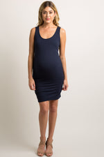 PinkBlush PinkBlush Navy Blue Sleeveless Ribbed Fitted Maternity DressEveretts Place