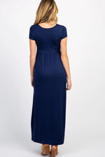 PinkBlush PinkBlush Navy Draped Maternity/Nursing Maxi Dress - 