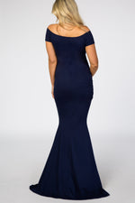 PinkBlush PinkBlush Navy Off Shoulder Wrap Maternity Photoshoot Gown/Dress