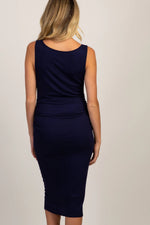 PinkBlush PinkBlush Navy Sleeveless Ribbed Maternity Dress - 