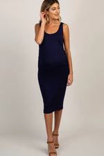 PinkBlush Navy Sleeveless Ribbed Maternity Dress - Day Dress, One-piece garment, Cocktail dress, Waist, Sheath dress | Everetts Place