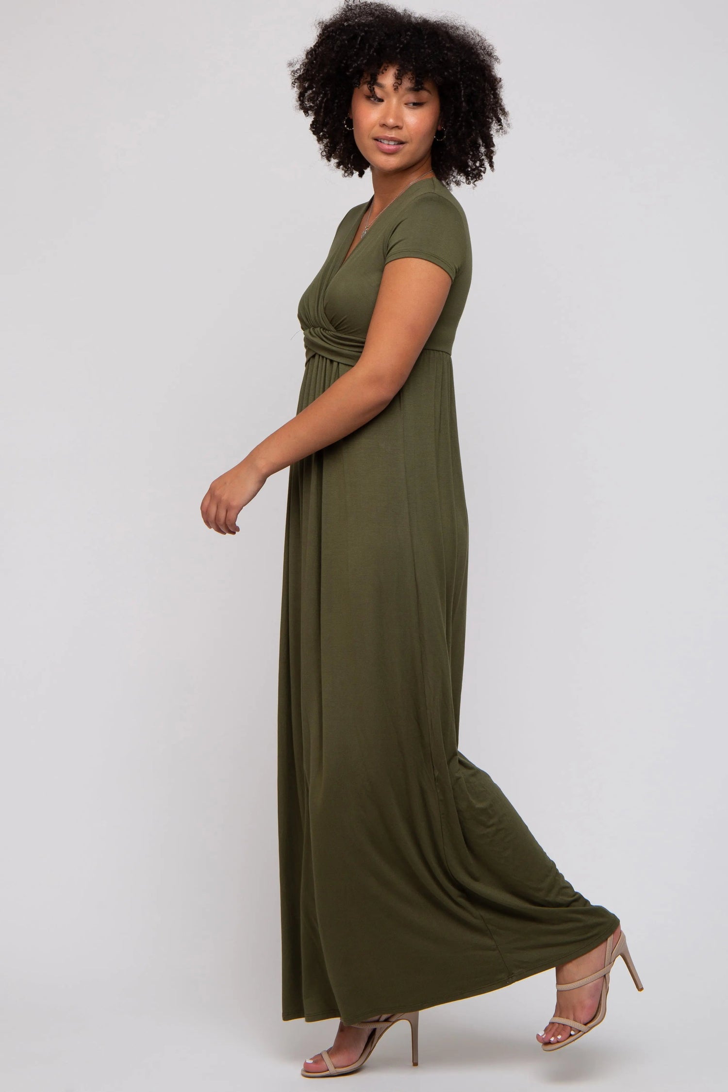 PinkBlush PinkBlush Olive Draped Nursing Maxi Dress - 