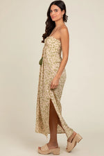 PinkBlush PinkBlush Olive Paisley Print Halter Midi Dress for Elegant Women - 
