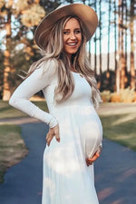 PinkBlush PinkBlush Petite Ivory Solid Off Shoulder Maternity Maxi Dress - 