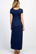 PinkBlush PinkBlush Petite Navy Draped Maternity/Nursing Maxi DressEveretts Place