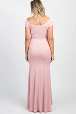 PinkBlush PinkBlush Pink Off Shoulder Wrap Maternity Photoshoot Gown/Dress - 