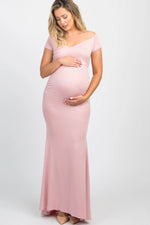 PinkBlush PinkBlush Pink Off Shoulder Wrap Maternity Photoshoot Gown/Dress - 