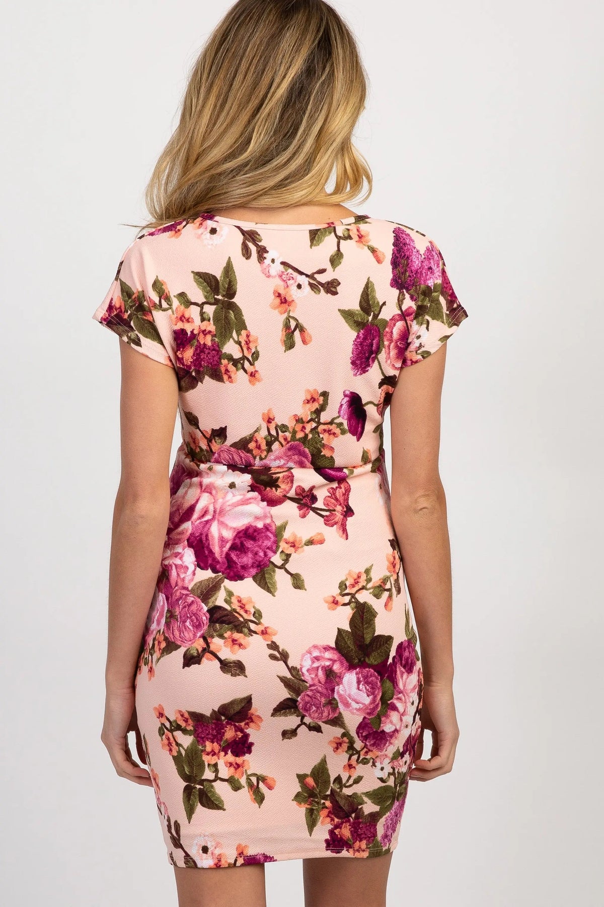 PinkBlush PinkBlush Pink Rose Floral Fitted Wrap Maternity Dress - 