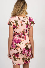 PinkBlush PinkBlush Pink Rose Floral Fitted Wrap Maternity Dress - 